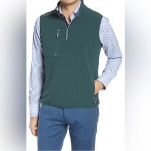 Peter Millar Men L Green Flex Adapt Wind Cheater Half-Zip Golf Vest